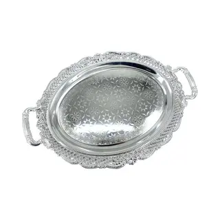 Hakal Line Marokkaanse Dienblad Zilver 45cm