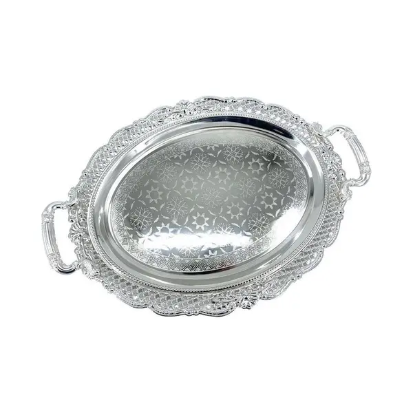 Hakal Line Marokkaanse Dienblad Zilver 45cm thumbnail