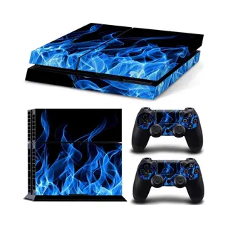 Gameconsole Sticker - Gameconsole Console Skin "Blue Flames" - 1 Console Skin + 2 Controller Skins - Geschikt Voor De PS4