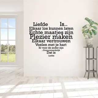 Muursticker Liefde Is.. In Hart Vorm - Lichtbruin - 100 X 78 Cm Woonkamer Slaapkamer
