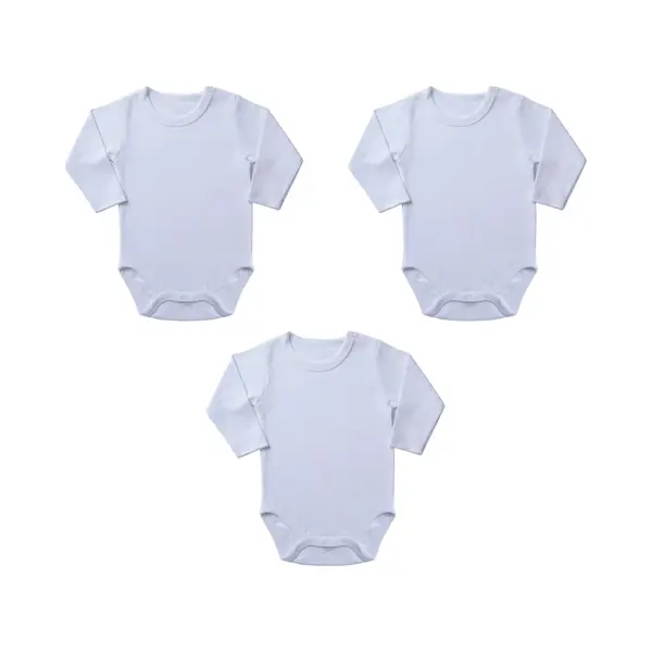 Embrator Baby Rompers Lange Mouw 3-stuks Wit Maat 6-9 Maanden thumbnail