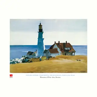 Pgm Kunstdruk Edward Hopper - Lighthouse And Buildings 80x60cm