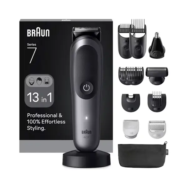 Braun AIO7560 scheer-, knip- en trimapparaat Zwart, Zilver 14 Lithium-Ion (Li-Ion) thumbnail