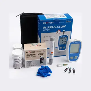 Bloedsuikermeter Startpakket Bloedglucosemeter + 50 Teststrips En Lancetten Ecotest - Draagtasje En Batterij Inbegrepen - Makkelijk Thuis Testen