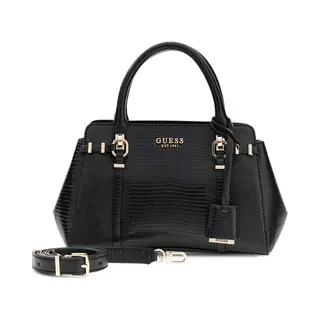 Guess Handtas Schoudertas Leona Multi Compartment Satchel Black Zwart