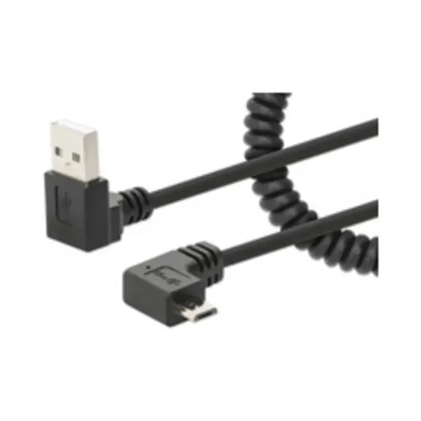 Manhattan Usb-A to Micro-Usb Cable, 1m, Male to Male, Black, 480 Mbps (Usb 2.0), Tangle Resistant Curly Design, Angled Connectors, Ideal for Charging Cabinets/Carts, Hi-Speed Usb, Lifetime Warranty thumbnail