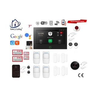 Home-Locking® Draadloos / Bedraad Alarmsysteem Met 7-inch Touchscreen Voor Woning/camper/boot/caravan Werkt Met Wifi En Sim Kaart En Met Spraakgestuurde Apps.