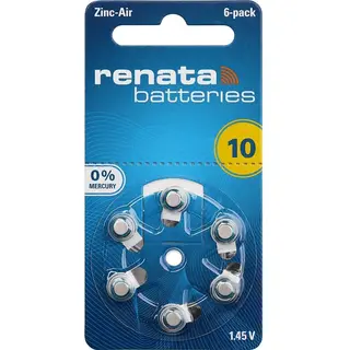 Renata Hearing Aid PR70 Button Cell Za 10 Zinc-Air 105 MAh 1.4 V Pack Of 6