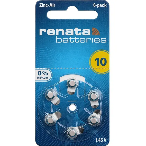 Renata Hearing Aid PR70 Button Cell Za 10 Zinc-Air 105 MAh 1.4 V Pack Of 6 thumbnail