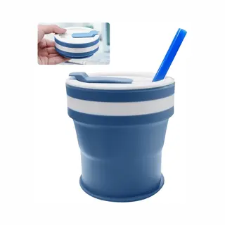 Opvouwbare Koffiemok, 350 Ml, Coffee-to-go-beker, Opvouwbare Siliconen Waterbeker Met Rietje, Deksel, Lichte Herbruikbare Koffiebeker, Lekvrije