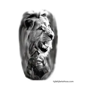Tijdelijke Tattoo Shop Brullende Leeuw En Stoere Spartaanse Strijder - Neptattoo Volwassenen - Tijdelijke Tattoo - Plak Tattoo Vrouwen - Henna Tattoo - Temporary Tattoo -