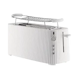 Alessi Plissé Lange Broodrooster Met Broodjesopzetstuk, Broodrooster, Wit