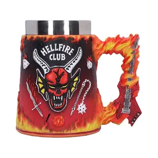 Nemesis Now Stranger Things Hellfire Club Tankard 15.5cm – Officially Licensed Eddie Munson Drinkware, Hellfire Club Logo, Flaming Guitar Handle
