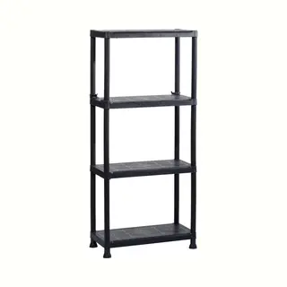 Keter Kunststof Stellingkast Plus - Opbergrek - 4 Legborden - 60x30x135cm - Zwart