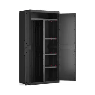 Keter Detroit Xl Opslagkast - 2 Deuren - 4 Etageres Inclusief 2 Verstelbaar - L 89 X D 54 X H 182 Cm - Zwart