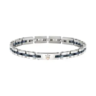 Maserati - JM220ASR08 - Heren - Armband - Roestvrij Staal - Keramiek One Size - Adjustable - Zilverkleurig - Blauw 21 Cm