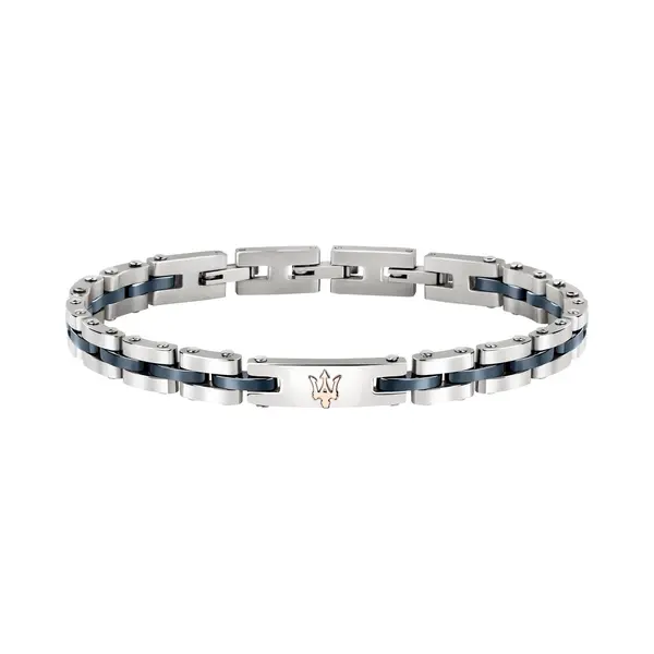 Maserati - JM220ASR08 - Heren - Armband - Roestvrij Staal - Keramiek One Size - Adjustable - Zilverkleurig - Blauw 21 Cm thumbnail
