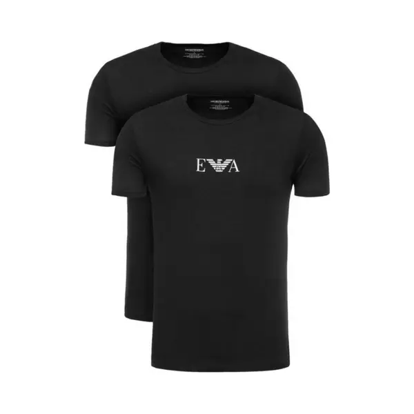 Emporio Armani Herren 2-pack T-shirt Essential Monogram Schlafanzugoberteil, Schwarz (Black/Black), S Eu thumbnail