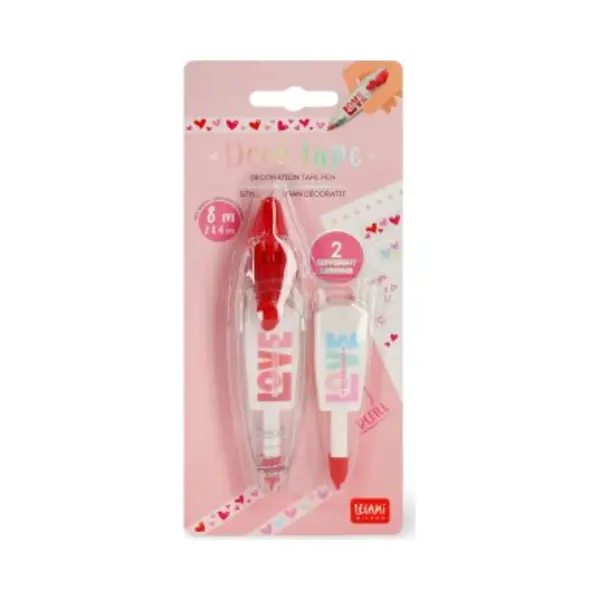 Legami - Decoration Tape Pen, Natro Decorativo Tema Heart, Perfetto Per Decorare Diari, Biglietti Di Auguri, Notebooks, Lunghezza 4m + 1 Ricarica thumbnail