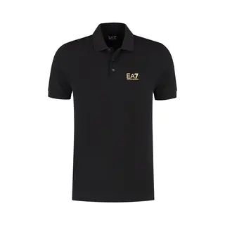 EA7 Für Herren. 8NPF14_PJVQZ Core-Identity-Poloshirt Aus Schwarzer Baumwolle (Xl), Lässig, Sportlich, Kurzarm