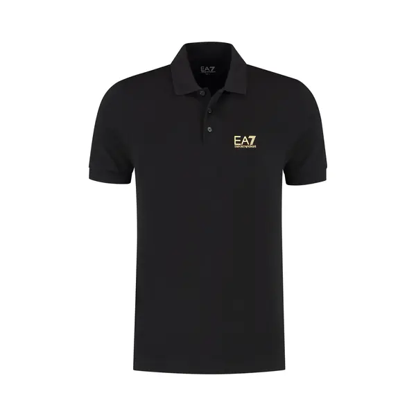 EA7 Für Herren. 8NPF14_PJVQZ Core-Identity-Poloshirt Aus Schwarzer Baumwolle (Xl), Lässig, Sportlich, Kurzarm thumbnail
