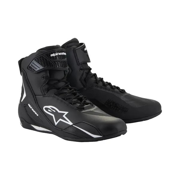 Alpinestars Faster-4 Motorcycle Shoes, Lightweight & Breathable, Seamless Knitted Construction & Advanced Protection, Black/White, 12.5 thumbnail