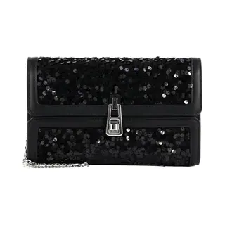 Coccinelle Leren Koppeling Schoudertas Magie 2Nite Paillettes Clutch Noir / Noir Zwart