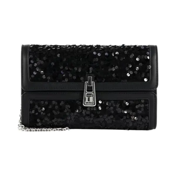 Coccinelle Leren Koppeling Schoudertas Magie 2Nite Paillettes Clutch Noir / Noir Zwart thumbnail