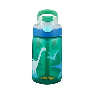 Contigo Gizmo Flip Autospout Kinderdrinkfles Met Rietje, Bpa-vrije Waterfles - Green Jungle Dino - 420 Ml