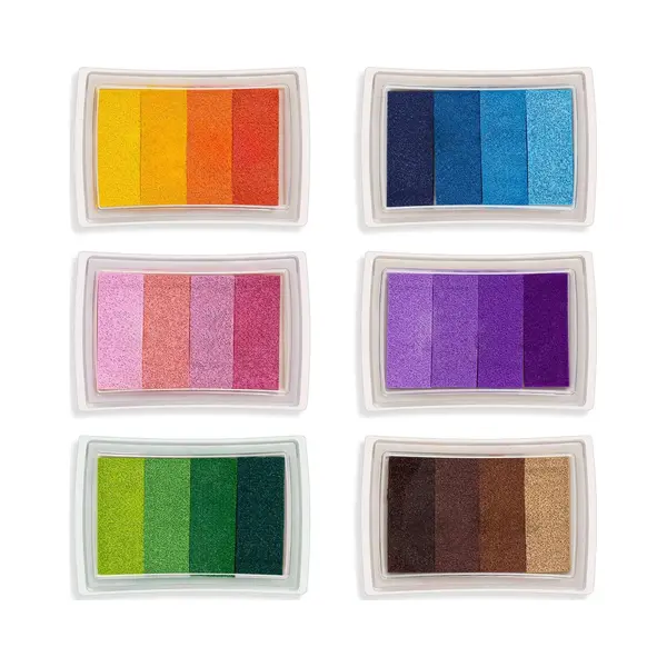 Set Van 6 Inktkussentjes - Wasbare Ink Pads Voor Kinderen - Inkt Stempelkussen - 24 Kleuren - Geschikt Voor Kinder Schilderkunst thumbnail
