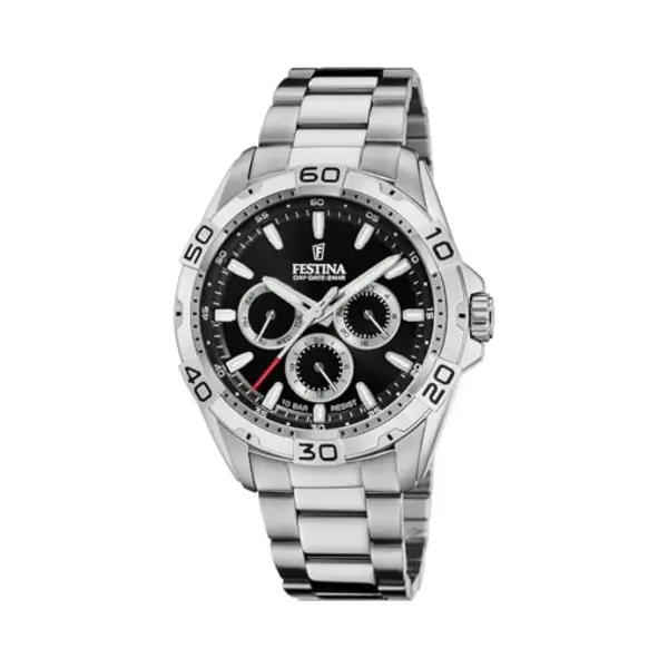 Festina Herren Uhr Analog Aus Edelstahl 316L Silber - Quarzwerk - Kalender - Mineralglas Mit Hoher Widerstandsfähigkeit - Wasserdicht Bis 10 Atm - thumbnail