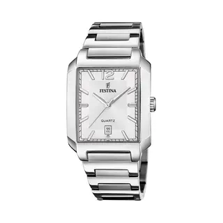 Festina Quarzuhr Festina Herrenuhr Edelstahl Silber, (Analoguhr), Herren Armbanduhr Eckig, Rechteckig, Edelstahlarmband Silber, Fashion