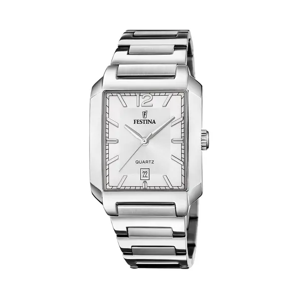 Festina Quarzuhr Festina Herrenuhr Edelstahl Silber, (Analoguhr), Herren Armbanduhr Eckig, Rechteckig, Edelstahlarmband Silber, Fashion thumbnail