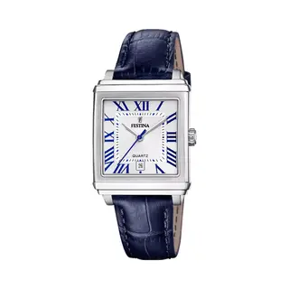 Festina Quarzuhr Festina Damenuhr Leder Blau Festina, (Analoguhr), Damen Armbanduhr Eckig, Rechteckig, Lederarmband Blau, Fashion