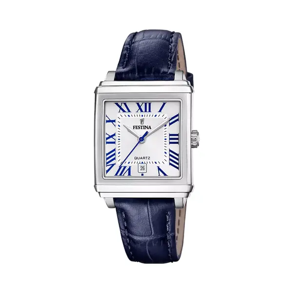 Festina Quarzuhr Festina Damenuhr Leder Blau Festina, (Analoguhr), Damen Armbanduhr Eckig, Rechteckig, Lederarmband Blau, Fashion thumbnail
