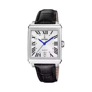 Festina Herren Uhr Analog Mit Schwarzem Lederarmband - Quarzwerk - Kalender - Mineralglas Mit Hoher Widerstandsfähigkeit - Wasserdicht Bis 5 Atm -