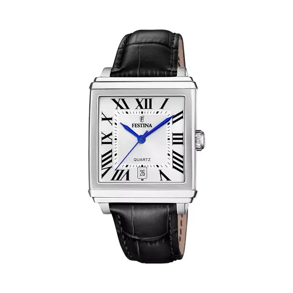 Festina Herren Uhr Analog Mit Schwarzem Lederarmband - Quarzwerk - Kalender - Mineralglas Mit Hoher Widerstandsfähigkeit - Wasserdicht Bis 5 Atm - thumbnail