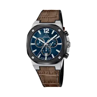 Jaguar Swiss Made Herrenuhr Leder Braun - Chronograph Quarz, Datum, Saphirglas - Wasserdicht 10 Atm - J1026/2 Rondcarre