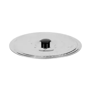 Kinvara Universele Pannendeksel Voor Pannen Van 25 Cm - Metaal/kunststof - Plat - Zilver - Met Afwatering Gaatjes