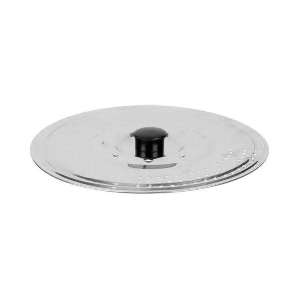 Kinvara Universele Pannendeksel Voor Pannen Van 25 Cm - Metaal/kunststof - Plat - Zilver - Met Afwatering Gaatjes thumbnail