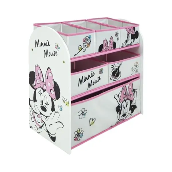 Arditex Minnie Mouse Speelgoedopbergkast Voor Kinderen, Houten Rek En 6 Opbergmanden Van Textiel, Montessori-stijl, Voor Slaapkamer, Speelkamer, thumbnail