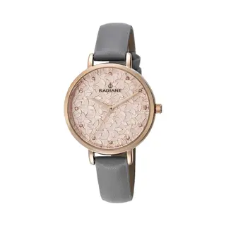 Radiant Analoge Dameshorloge Uit De Romance Collectie Rosé Met Grijze Kunstleren Armband En Reliëf Wijzerplaat, 3 Atm 34 Mm, RA431603., Meerkleurig,