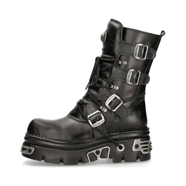 New Rock Shoes - Classic New Rock Leather Boots With Reactor Sole Uk 7.5 / Black thumbnail