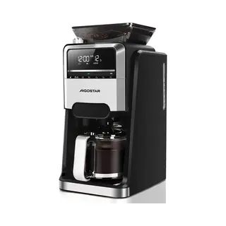 Aigostar Savor - Koffiezetapparaat Met Ingebouwde Koffiemolen - 1.5L - Digitaal Display - Warmhoudfunctie - 24-uurs Timer - 1400W - Zwart