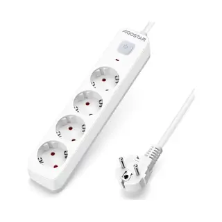 Aigostar Steckdosenleiste 4 Fach Mit Schalter, Mehrfachsteckdose Mit Kindersicherung, Verteilersteckdose Mit 3 M Kabel