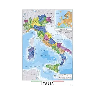 Grupo Erik - Kaart Van Italië Poster 61 X 91, 5 Cm
