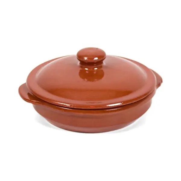 Gerimport Ovenschaal/stoofpot - Oviedo - Aardewerk - 18 X 9 Cm - Met Deksel - Bruin thumbnail