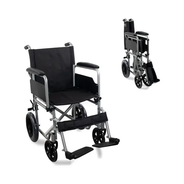 Mobiclinic®, Folding Lightweight Wheelchair, Marsella, Quick-Release Castors At The Push Of A Button, Seat 18.11 In, Sturdy, Folding Armrests, thumbnail