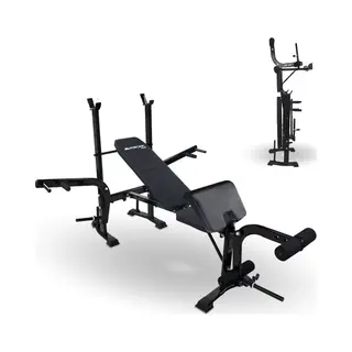 Mobiclinic Pressfit - Multifunctionele Fitnessbank - Halterbank - Inklaapbar - Verstelbare Rugleuning - Krachtstation Met Haltersteun - 140 X 170 X