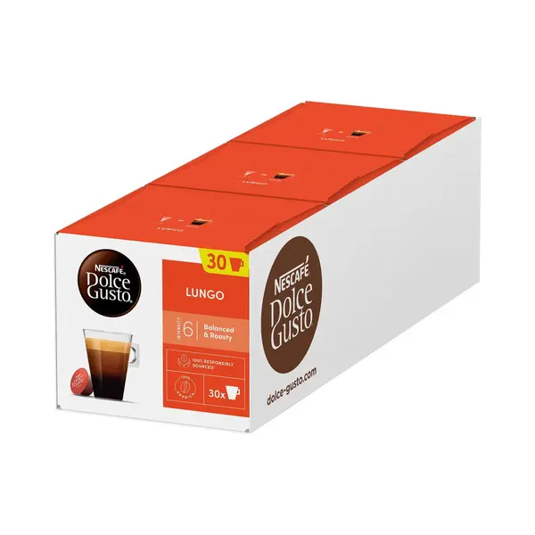 Nescafé Dolce Gusto Capsules Lungo - Discount Pack - 90 Coffee Cups - Suitable For 90 Cups Of Coffee - Dolce Gusto Cups thumbnail